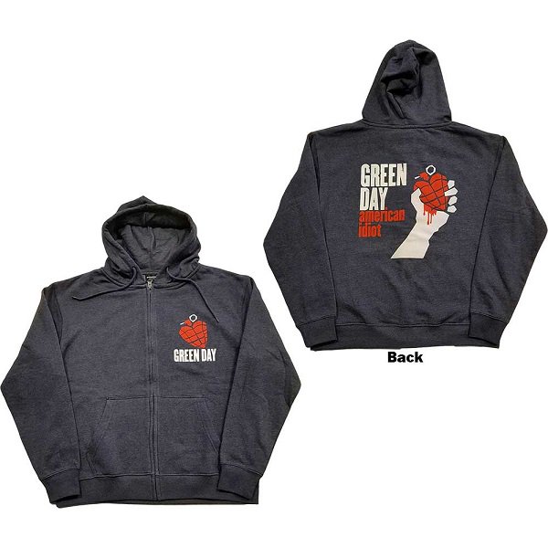 GREEN DAY Zipped Hoodie American Idiot Navy Blue, ジップパーカー