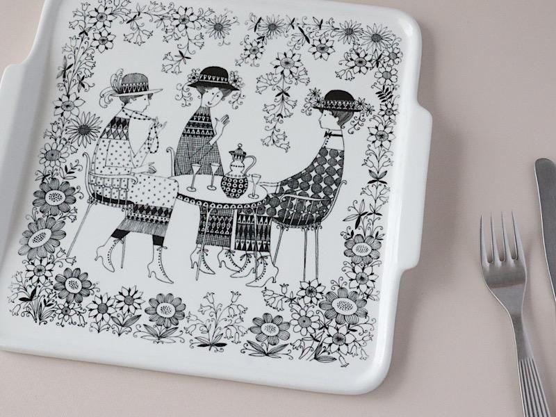 アラビア　エミリア　スクエアプレート　飾り皿北欧ヴィンテージ食器　ヴィンテージ ARABIA アラビア Emilia エミリア スクエアプレート（14cm） - 北欧