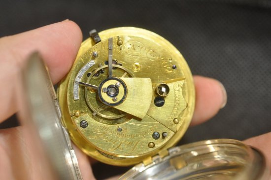 2451] イギリス製 鎖引き Fusee フュジー 銀無垢 1825年 英国 鍵巻き 
