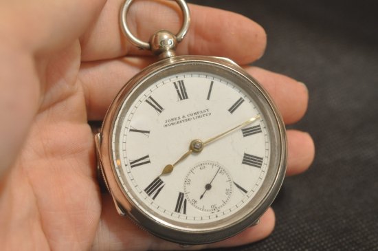 2504] Lancashire Watch Co 英国製 銀無垢 1902年 鍵巻き 140g 