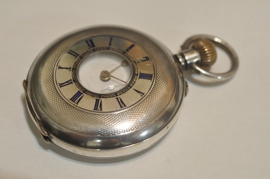 希少サイズ 無銘 デミハンター 魚子銀無垢935 明治 ナポレオン 懐中時計