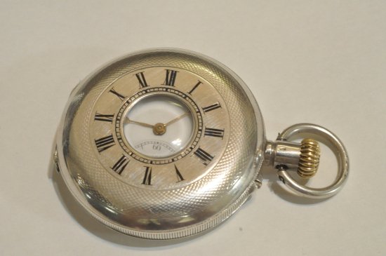 ウォルサム懐中時計　15石銀無垢(spmサンプラチナチェーン・フォブ刻印)