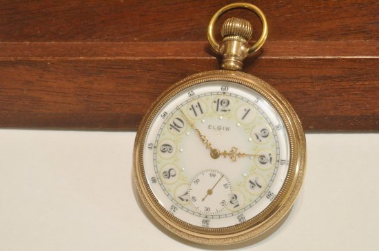 2789] Elgin エルジン 薄緑色ファンシー 1910年 16サイズ オープンフェイスケース - アンティーク懐中時計の販売買取専門店 古響堂