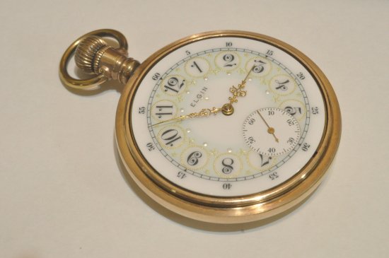 2789] Elgin エルジン 薄緑色ファンシー 1910年 16サイズ オープンフェイスケース - アンティーク懐中時計の販売買取専門店 古響堂