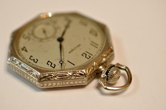 Waltham ウォルサム 八角形 14K白金張り 薄型 17石 1919年 - 懐中時計 