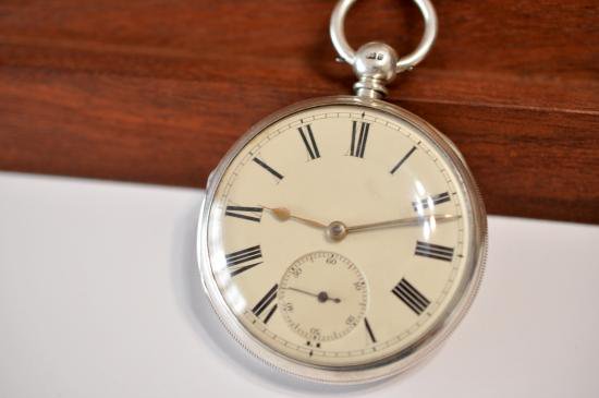 イギリス製 鎖引き FUSEE フュジー 銀無垢 1860年 鍵巻き - 懐中時計 