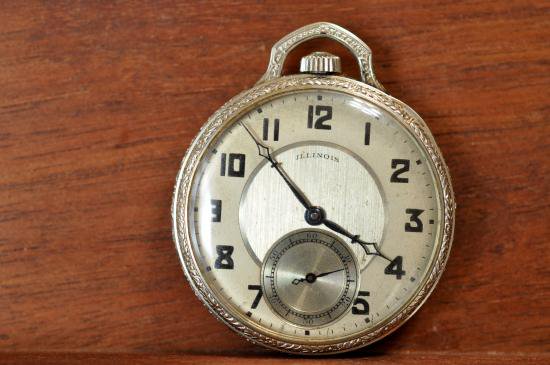 Illinois イリノイ 14K白金張り 17石 1927年 薄型 - 懐中時計