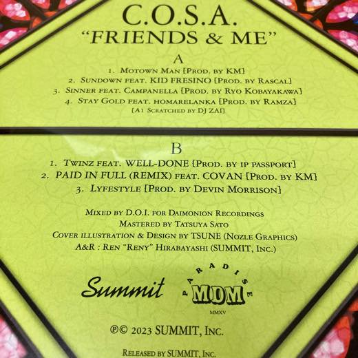 WENOD RECORDS : C.O.S.A. - FRIENDS & ME [LP] SUMMIT, Inc. (2023) 4月28日発売