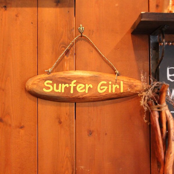【ハワイアン雑貨】ウッドサインボード/サーフボード/SURFER GIRL