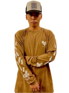AMEMURAN ARMY Long T-shirt  (BROWN)