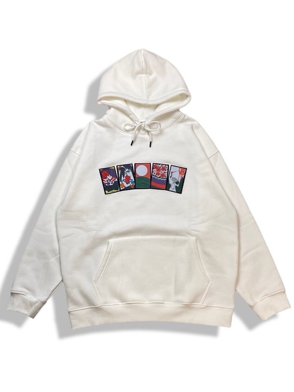 花札 Front Hoodie (WHT) - 一二三屋Online Shop