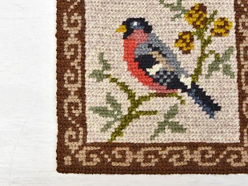 緑園｜北欧雑貨 スウェーデン ツヴィスト刺繍壁掛け（小鳥B）
