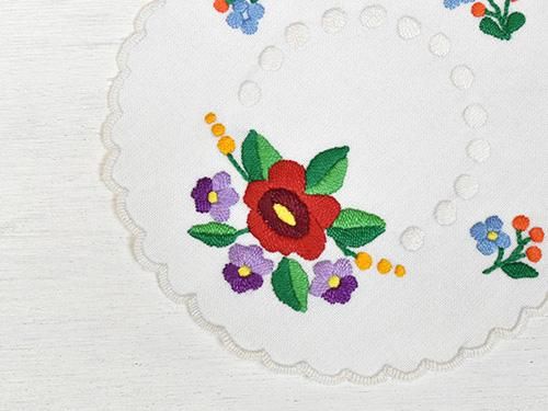 緑園|東欧生地 ハンガリー カロチャ刺繍ミニドイリー 緑園|東欧生地 ハンガリー カロチャ刺繍ミニドイリー