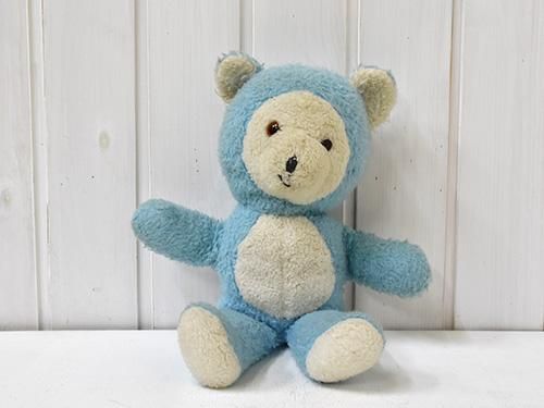 緑園｜東欧雑貨 ハンガリー クマのぬいぐるみ（水色×白）