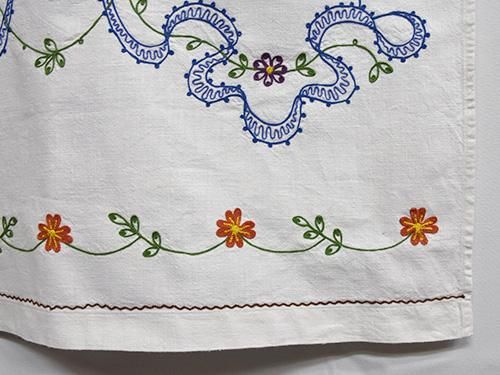 緑園|東欧インテリアクロス ドイツ 花かご刺繍目隠しクロス