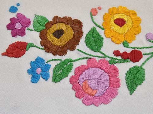 緑園｜東欧生地 ハンガリー カロチャ刺繍ドイリー（白）