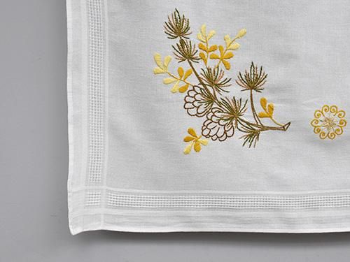 緑園｜東欧クロス ドイツ 松の木刺繍クロス（74×72）