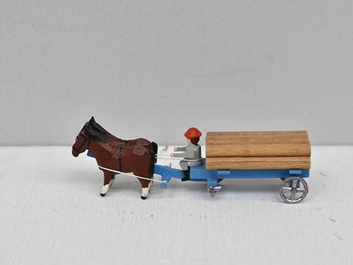 緑園｜東欧雑貨 ドイツ 木製荷馬車（青）