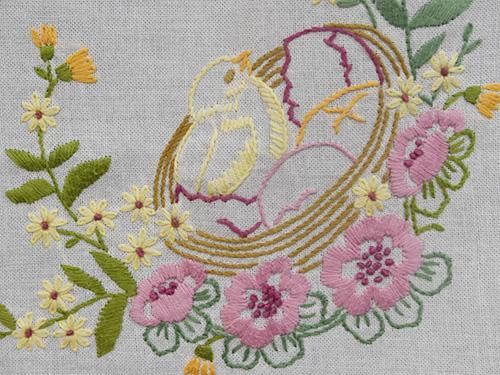 緑園｜東欧クロス ドイツ イースター刺繍テーブルクロス（84×82）