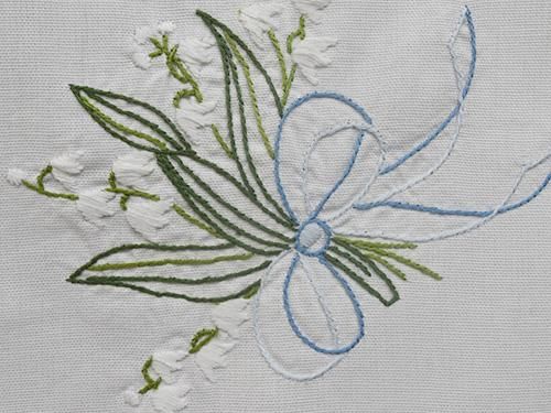 緑園｜東欧クロス ドイツ スズラン刺繍テーブルクロス（78×77）