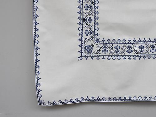 Vintage 花柄刺繍のテーブルクロス エメラルドグリーン レア MARKT
