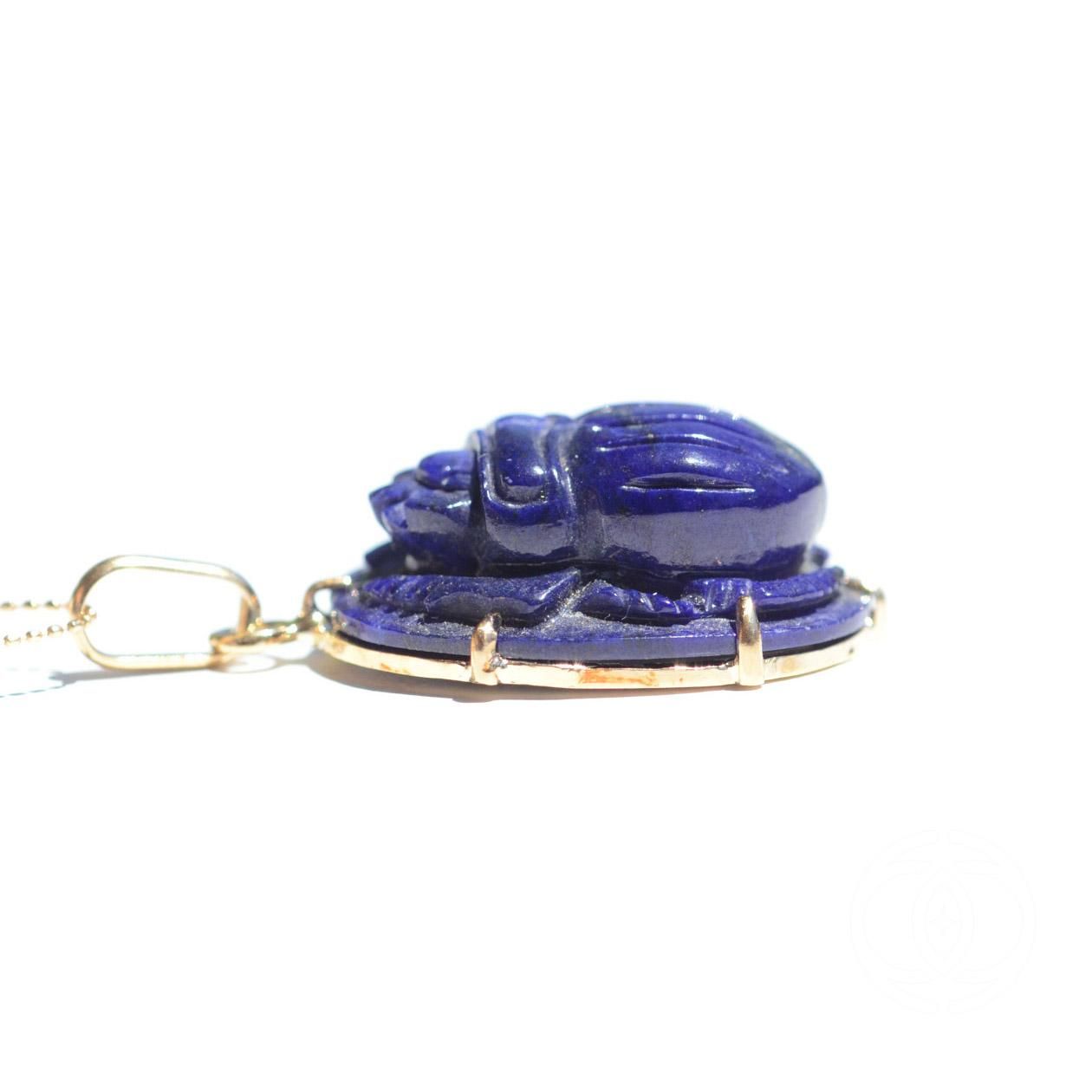 ラピスラズリ スカラベ ペンダント 18K | KC Jones Crystal Shop