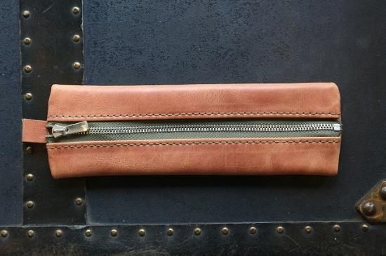 GANZO／ペンケース THIN BRIDLE(シンブライドル) ファスナー付き3本入りペンケース