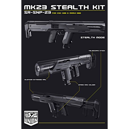 SRU MK23 Stealth スナイパーキット 東京マルイ ソーコムMK23 KSC KWA GBB対応 コンバージョンキット スナイパーライフル  サイレンサー付で組込可能 - トイホビーショップ ミミー サバイバルゲーム用品・エアガンパーツ・電動ガン・ガスガン・エアガンの通販WEBショップ