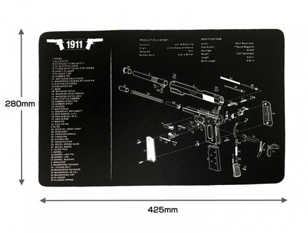 ガンマット ラバー製メンテナンスマット マウスパット COLT M1911 GLOCK M92/M9 USP S&W M&P SIG P226 -  トイホビーショップ ミミー サバイバルゲーム用品・エアガンパーツ・電動ガン・ガスガン・エアガンの通販WEBショップ