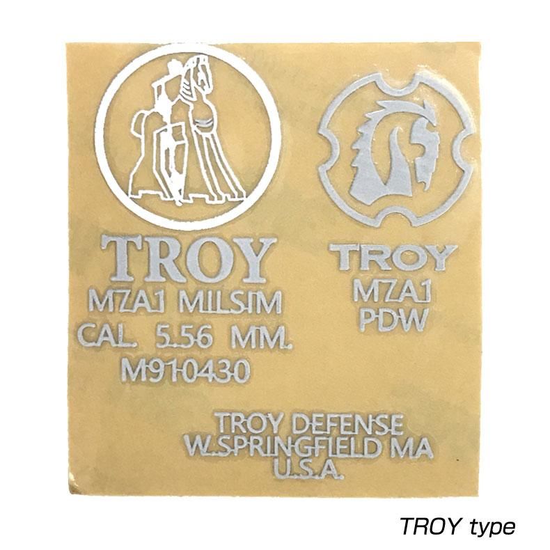 Troy Type ロゴステッカー Wh M4等エアガンに 転写シート カッティングシート トイホビーショップ ミミー サバイバルゲーム用品 エアガンパーツ 電動ガン ガスガン エアガンの通販webショップ