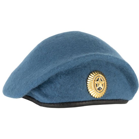 ロシア製 ロシア空挺部隊ブルーベレー帽 帽章付き 帽子 BULLE RUSSIA