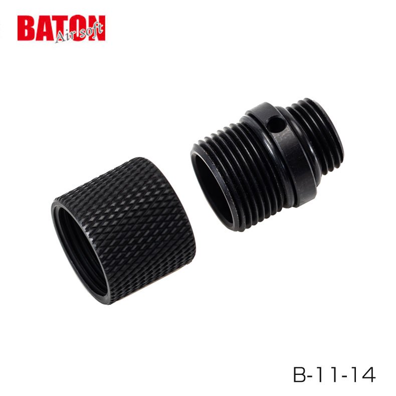 BATON airsoft 11mm正ネジ-14mm逆ネジアダプター ローレットマズルプロテクター付 B-11-14 ローレットマズルプロテクター付  B-11-14 - トイホビーショップ ミミー サバイバルゲーム用品・エアガンパーツ・電動ガン・ガスガン・エアガンの通販WEBショップ