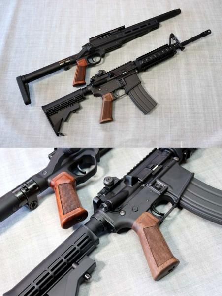木製トイガングリップ If-Product 木製グリップ チェッカー 東京マルイ VSR-ONE M4 MWS