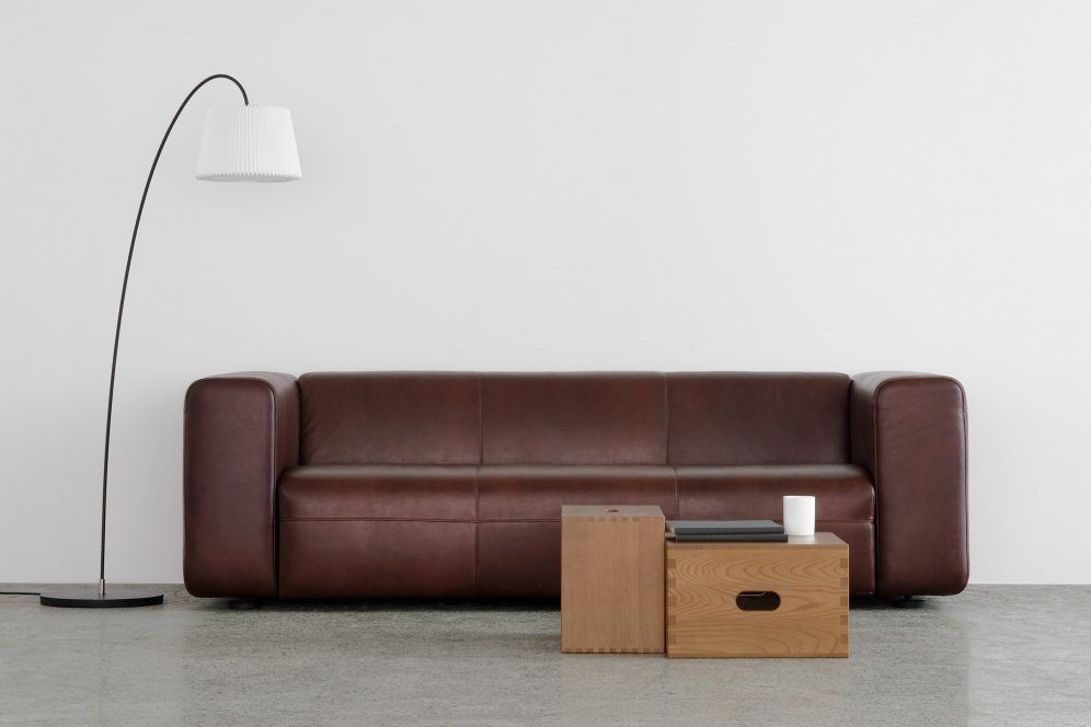 Box Sofa Dark Brown Leather - HIKE