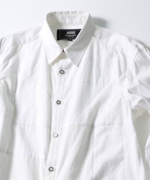 Anseason AnrealageアンリアレイジパネルパッチワークフーディーL ANREALAGE [アンリアレイジ] PANEL PATCHWORK SHIRT ＜パネルパッチ