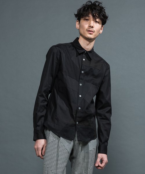 ANREALAGE [アンリアレイジ] PANEL PATCHWORK SHIRT ＜パネルパッチ 