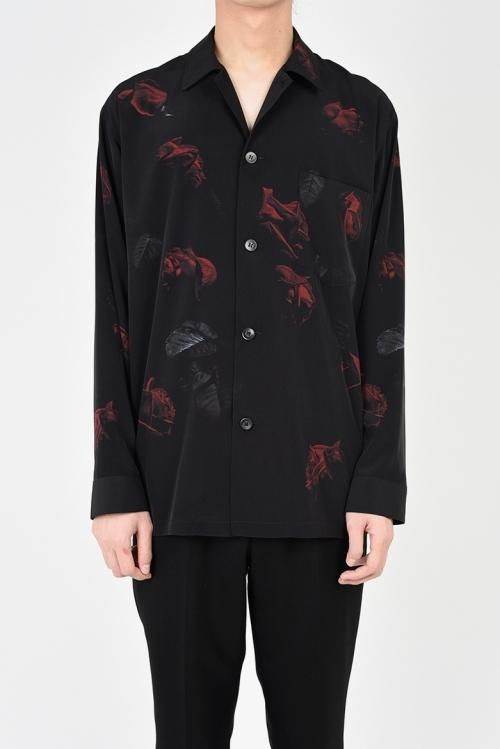 LAD MUSICIAN [ラッドミュージシャン] DECHINE FLOWER STANDARD SHIRT ＜デシンフラワースタンダードシャツ＞  レッド×ブラック