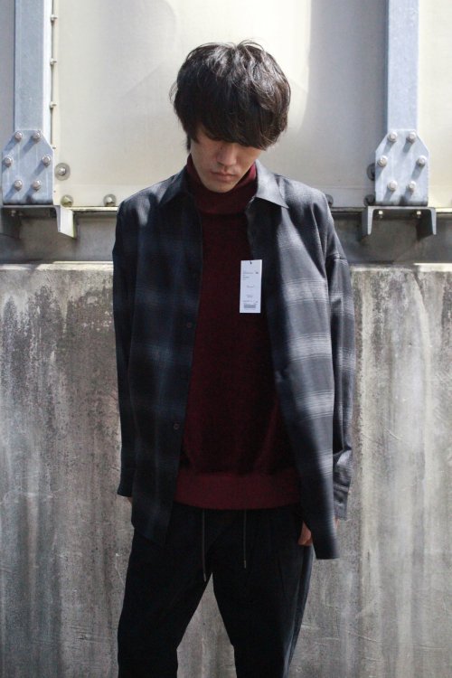 N.HOOLYWOOD [エヌハリウッド] COMPILE LINE WOOL WIDE SHIRT ＜コンパイルライン ウールワイドシャツ＞  ブラック×グレー