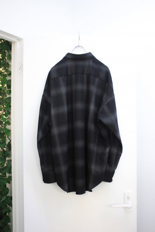 N.HOOLYWOOD [エヌハリウッド] COMPILE LINE WOOL WIDE SHIRT ＜コンパイルライン ウールワイドシャツ＞  ブラック×グレー