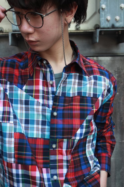 ANREALAGE [アンリアレイジ] CRAZY CHECK PANEL PATCHWORK SHIRT