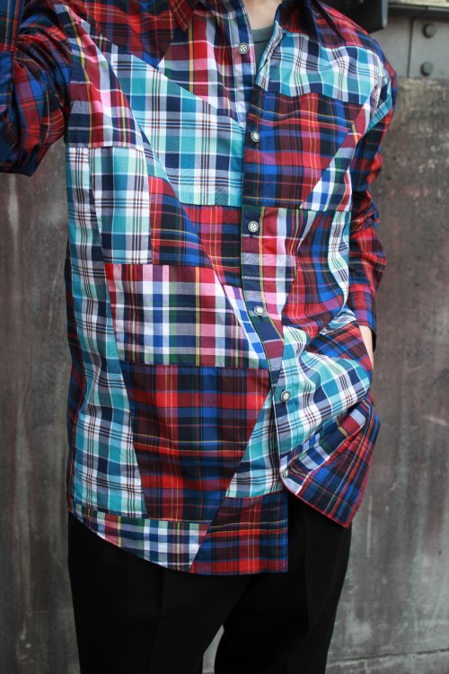 ANREALAGE [アンリアレイジ] CRAZY CHECK PANEL PATCHWORK SHIRT