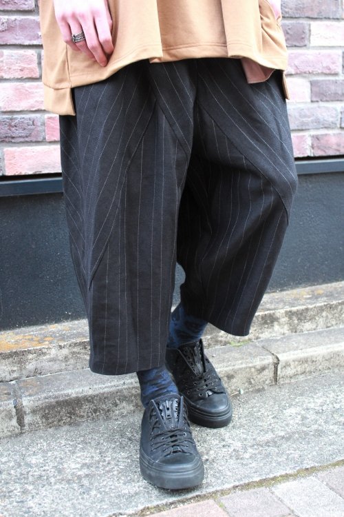 my beautiful landlet [マイビューティフルランドレット] stripe linen wide easy pants＜ストライプリネン  ワイドイージーパンツ＞ ブラックストライプ