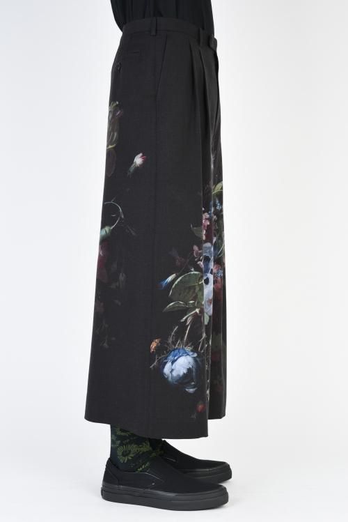 LAD MUSICIAN [ラッドミュージシャン] WOOL GABARDINE INKJET FLOWER OIL PAINTING WIDE  PANTS ＜ウールギャバ フラワーワイドパンツ(花柄)＞ 2219-573 ベーシックカラー