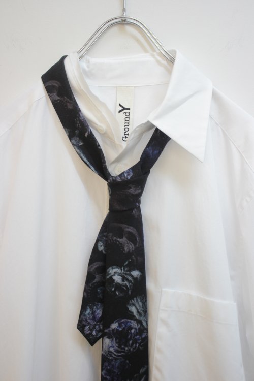 Ground Y Yohji Yamamoto [グラウンドワイ ヨウジヤマモト] Cut Off Collar Shirt ＜アシンメトリーシャツ＞  ホワイト