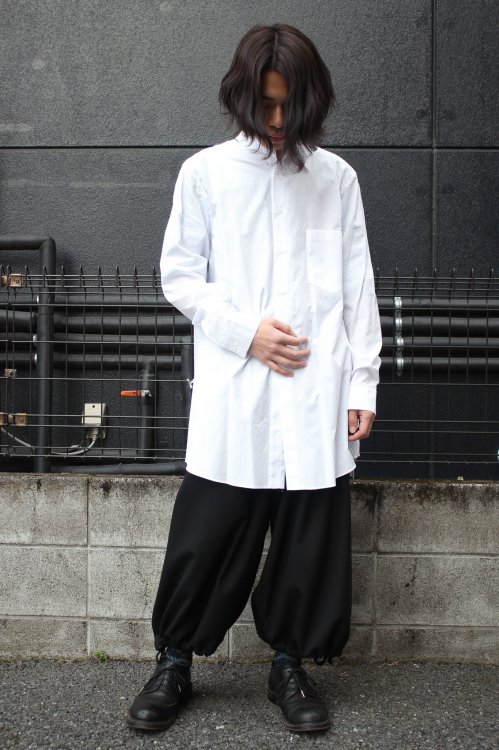 Ground Y Yohji Yamamoto [グラウンドワイ ヨウジヤマモト] Cut Off Collar Shirt ＜アシンメトリーシャツ＞  ホワイト