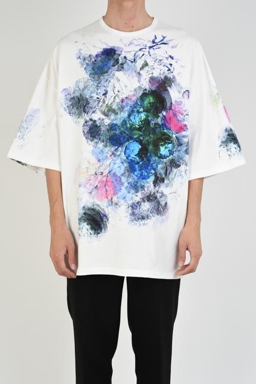 LAD MUSICIAN [ラッドミュージシャン] FLOWER SUPER BIG T-SHIRT ＜フラワービッグTシャツ（花柄）＞  2120-712 ホワイト