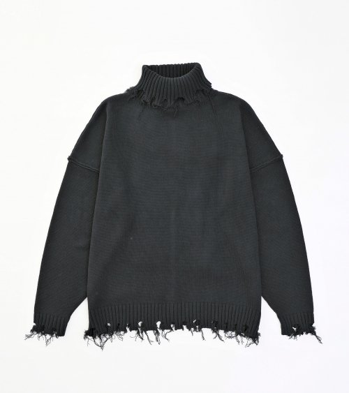 VICTIM [ヴィクティム] DAMEGE TURTLE KNIT ＜ダメージタートルネックニット＞ VTM-20-N-126 ブラック