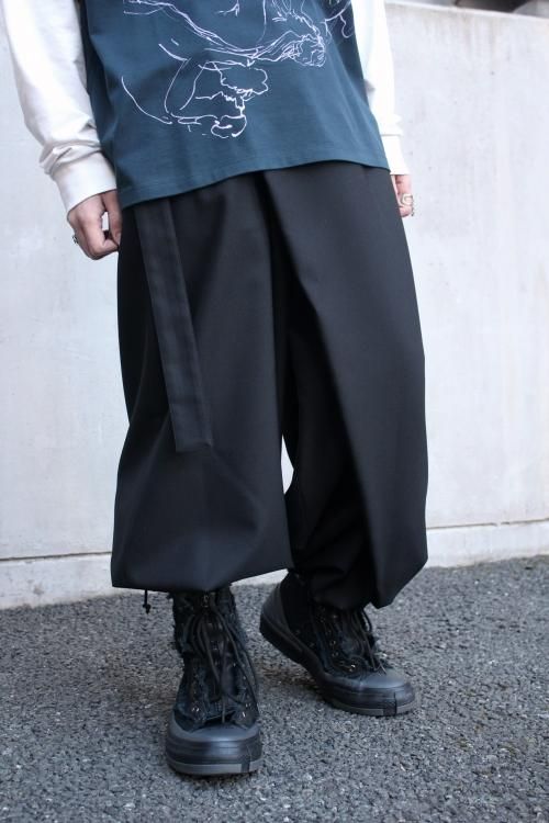 正規品】 グラウンドワイ Ground Y Wrap Pants Type クロップドパンツ ワイド デザイン 変形 イージー ジッパーフライ  黒 ブラック CM OS SH メンズ 230414