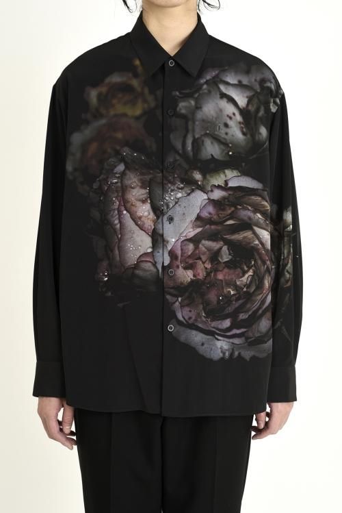 LAD MUSICIAN [ラッドミュージシャン] DECHINE BIG SHIRT -RAIN FLOWER- ＜花柄ビッグシャツ＞  2022SS/春夏 2122-113 ブラック