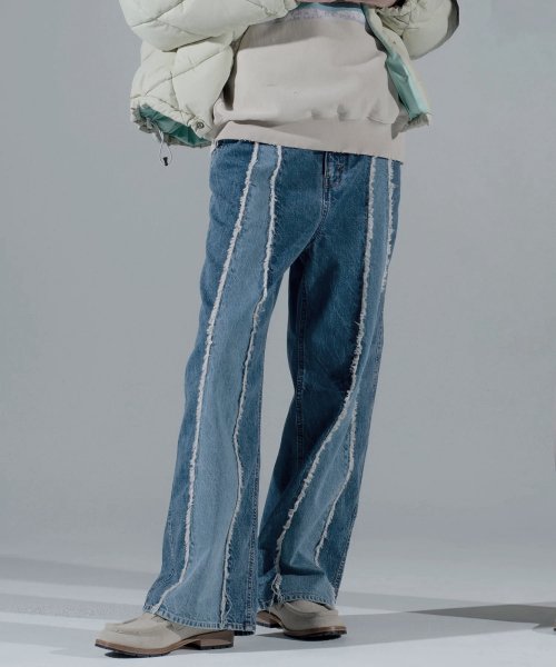 2023SS予約】JieDa [ジエダ] SWITCHING OVER DENIM PANTS ＜スイッチングオーバーデニムパンツ＞  Jie-22W-PT01 2023SS/春夏 インディゴ×ライトインディゴ